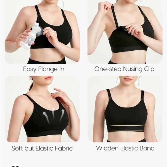 Hands Free Pumping Adjustable Nursing Bra Set of 2/Beige and Black Women Size L - Picture 9 of 11